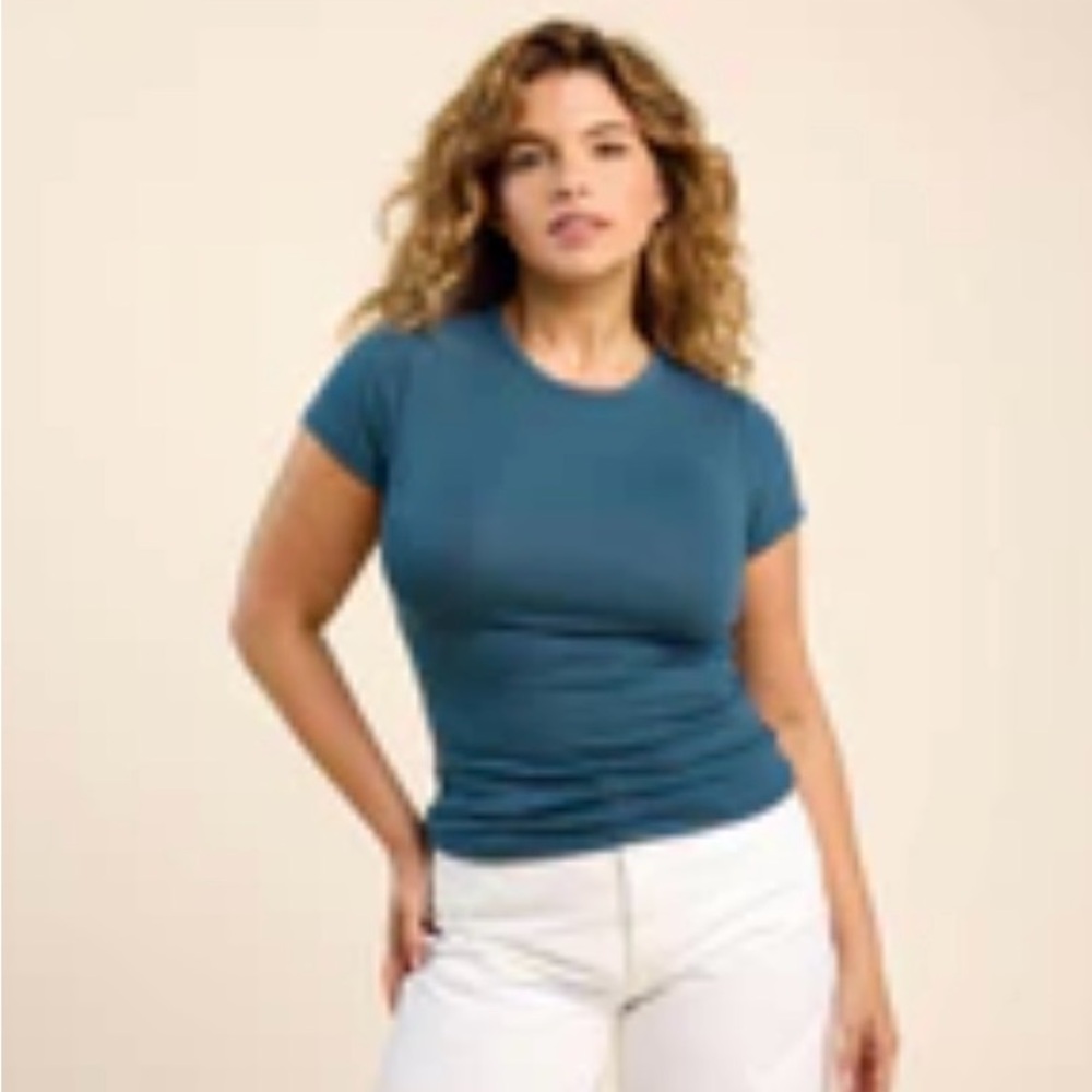 nuuds slinky rib Short Sleeve in Ocean XXL